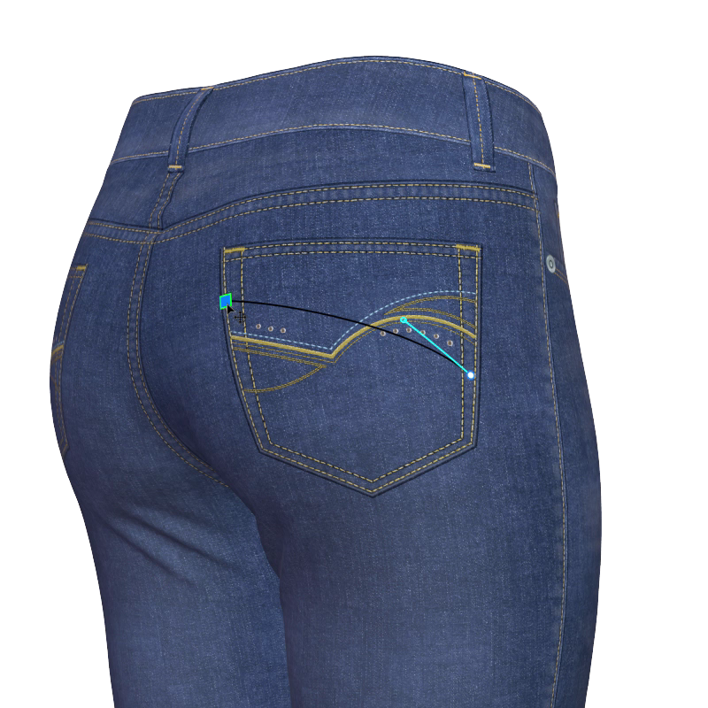3D jeans pocket with embroidery
